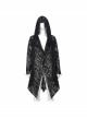 Punk Style Personality Hole Hollow V Neck Pointed Hem Black Long Sleeved Hooded Coat