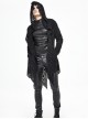 Punk Style Personality Hole Hollow V Neck Pointed Hem Black Long Sleeved Hooded Coat