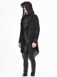 Punk Style Personality Hole Hollow V Neck Pointed Hem Black Long Sleeved Hooded Coat