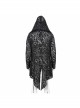 Punk Style Personality Hole Hollow V Neck Pointed Hem Black Long Sleeved Hooded Coat