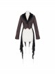 Gothic Style Personalized Metal Buckle Detachable Lace Drawstring Decoration Front Center Metal Buckle Burgundy Jacquard Short Jacket
