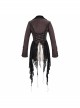 Gothic Style Personalized Metal Buckle Detachable Lace Drawstring Decoration Front Center Metal Buckle Burgundy Jacquard Short Jacket