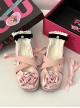 Aesthetic Fabric Rose Ballet Style Retro Rome Sweet Lolita Cross Straps Shallow Mouth Flat Shoes