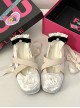 Aesthetic Fabric Rose Ballet Style Retro Rome Sweet Lolita Cross Straps Shallow Mouth Flat Shoes