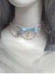 Japanese Style Gorgeous Versatile Satin Lace Ribbon Bowknot Sweet Lolita Pearl Pendant Lace Necklace