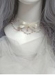 Japanese Style Gorgeous Versatile Satin Lace Ribbon Bowknot Sweet Lolita Pearl Pendant Lace Necklace