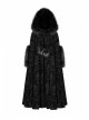 Gothic Style Gorgeous Velvet Jacquard Dark Pattern Puff Decoration Retro Black Hooded Long Cloak