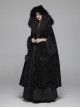 Gothic Style Gorgeous Velvet Jacquard Dark Pattern Puff Decoration Retro Black Hooded Long Cloak