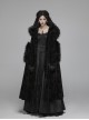 Gothic Style Gorgeous Velvet Jacquard Dark Pattern Puff Decoration Retro Black Hooded Long Cloak