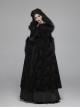 Gothic Style Gorgeous Velvet Jacquard Dark Pattern Puff Decoration Retro Black Hooded Long Cloak