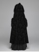 Gothic Style Gorgeous Velvet Jacquard Dark Pattern Puff Decoration Retro Black Hooded Long Cloak