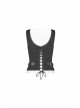 Punk Style Dark Green Jacquard Splicing Personalized Metal Buckle Cross Straps Cool Black Tight Vest