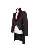 Gothic Style Simple Jia Ling Embroidery Front Center Tie Stitching Jacquard Velvet Black Coat