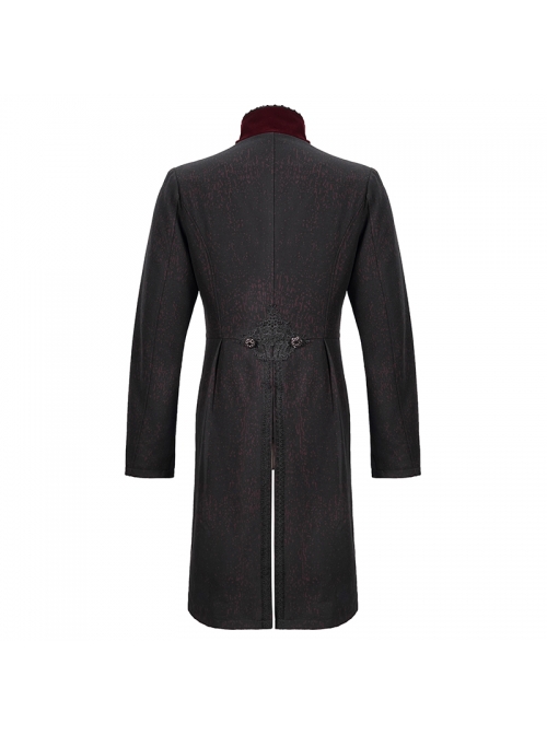 Gothic Style Simple Jia Ling Embroidery Front Center Tie Stitching Jacquard Velvet Black Coat