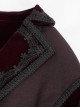 Gothic Retro Twill Stitching Weft Velvet Side Webbing Flower Decoration Wine Red Tailcoat