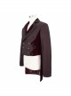 Gothic Retro Twill Stitching Weft Velvet Side Webbing Flower Decoration Wine Red Tailcoat