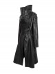 Gothic Style Exaggerated Lapel Shoulder Tie Puff Sleeves Black And Gray Dark Pattern Long Leather Jacket