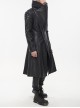 Gothic Style Exaggerated Lapel Shoulder Tie Puff Sleeves Black And Gray Dark Pattern Men's Long Leather Coat