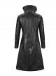 Gothic Style Exaggerated Lapel Shoulder Tie Puff Sleeves Black And Gray Dark Pattern Men's Long Leather Coat