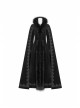 Gothic Style Luxury Cashmere Material Exquisite Embroidery Applique Cross Straps Elegant Black Cape Coat