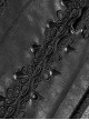 Punk Style Retro Stand Collar Exquisite Embroidery Lace Splicing Cool Metal Spike Rivets Black Tight Vest