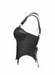 Punk Style PU Leather Splicing Dark Stripe Fabric Detachable Shoulder Straps Sexy Black Tight Tube Top Vest