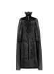 Gothic Style Stand Collar Luxury Embossed Velvet Exquisite Gem Cross Zipper Vintage Black Long Sleeves Cape Coat