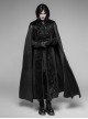 Gothic Style Stand Collar Luxury Embossed Velvet Exquisite Gem Cross Zipper Vintage Black Long Sleeves Cape Coat