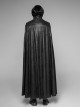 Gothic Style Stand Collar Luxury Embossed Velvet Exquisite Gem Cross Zipper Vintage Black Long Sleeves Cape Coat