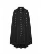 Gothic Style Unique Dark Pattern Woven Fabric Metal Button Decoration Irregular Hem Handsome Black Long Cloak