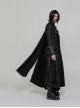 Gothic Style Unique Dark Pattern Woven Fabric Metal Button Decoration Irregular Hem Handsome Black Long Cloak