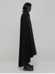 Gothic Style Unique Dark Pattern Woven Fabric Metal Button Decoration Irregular Hem Handsome Black Long Cloak