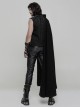 Gothic Style Unique Dark Pattern Woven Fabric Metal Button Decoration Irregular Hem Handsome Black Long Cloak