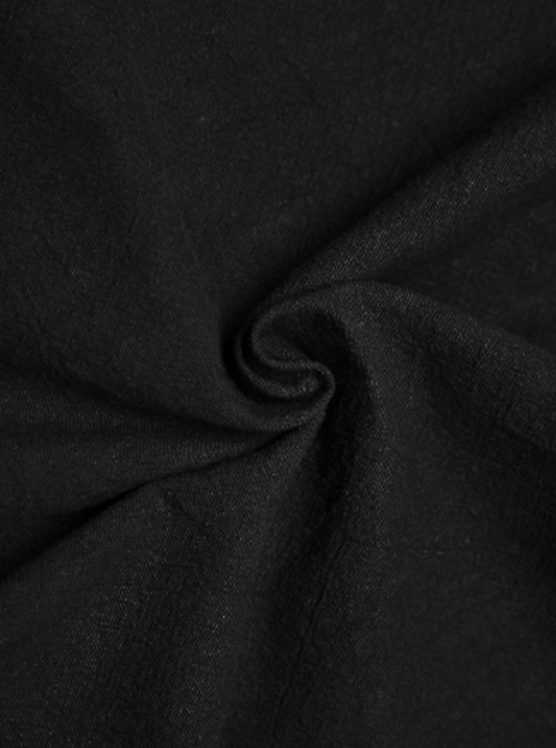 Gothic Style Unique Dark Pattern Woven Fabric Metal Button Decoration Irregular Hem Handsome Black Long Cloak