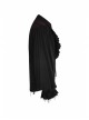 Punk Style Ruffle Decoration Cross Drawstring Distressed Process Retro Black Long Lantern Sleeves Loose Shirt