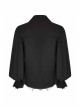 Punk Style Ruffle Decoration Cross Drawstring Distressed Process Retro Black Long Lantern Sleeves Loose Shirt