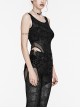 Punk Style Sexy Rose Dark Pattern Mesh Stitching High Crotch Design Daily Black Tight One Piece Vest