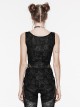 Punk Style Sexy Rose Dark Pattern Mesh Stitching High Crotch Design Daily Black Tight One Piece Vest