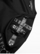 Punk Style Cool Metal Rivet Leather Straps Stitching Knitted Elastic Fabric Daily Black Long Sleeves T Shirt