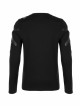 Punk Style Cool Metal Rivet Leather Straps Stitching Knitted Elastic Fabric Daily Black Long Sleeves T Shirt