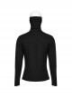 Punk Style Unique Hanging Ear High Collar Cool Spike Rivet Decoration Simple Black Long Sleeves Elastic T Shirt