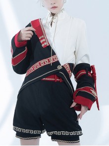 Chinese Tibetan Style Vintage Han Element Asymmetric Design Dark One Shoulder Sleeve Ouji Fashion Coat