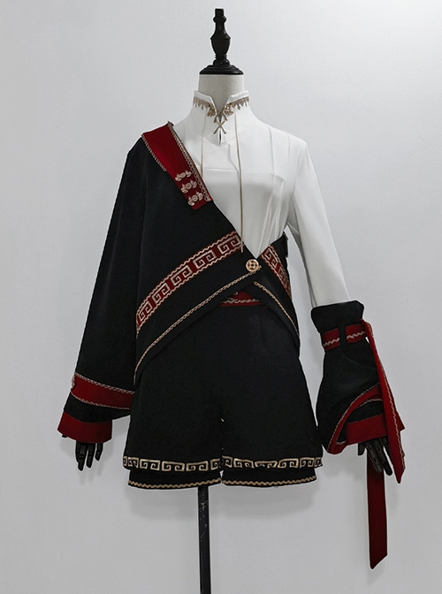 Chinese Tibetan Style Vintage Han Element Asymmetric Design Dark One Shoulder Sleeve Ouji Fashion Coat