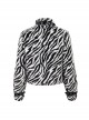 Punk Style Personality Shiny Belt Front Center D Shaped Buckle Decoration Warm Black And White Striped Jacket