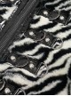 Punk Style Personality Shiny Belt Front Center D Shaped Buckle Decoration Warm Black And White Striped Jacket