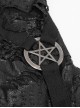 Punk Style Distressed Knitted Back Cross Mesh Stitching Shoulder Metal Five Pointed Star Black Hooded Coat