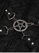 Punk Style Warm Plush Front Center Detachable Five Pointed Star With Epaulettes Decoration Black Vintage Coat