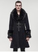 Gothic Style Simple Woven Front Center Lace Webbing Snap Button Detachable Plush Decoration Black Vintage Men's Coat