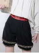 Chinese Tibetan Folk Style Lucky Cloud Pattern Versatile Cool Juvenile Ouji Fashion Black Short Pants