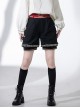 Chinese Tibetan Folk Style Lucky Cloud Pattern Versatile Cool Juvenile Ouji Fashion Black Short Pants